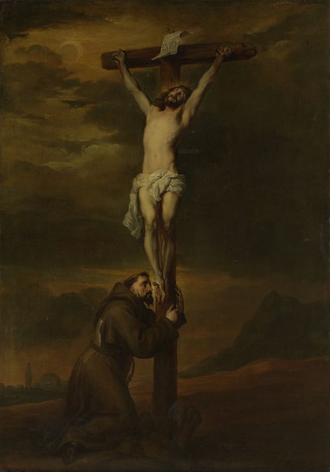 St Francis at the Foot of the Cross, Anthony van Dyck (manner of), 1606 - 1691 St Francis Assisi, Anthony Van Dyck, Catholic Pictures, Crucifixion Of Jesus, Catholic Images, Saint Francis, Cross Art, Pictures Of Jesus Christ, The Cross Of Christ