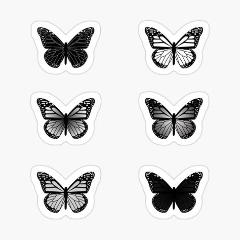 Black Design For Scrapbook, Black Laptop Stickers Ideas, Aesthetics Butterfly, Butterflies Stickers, Stickers Butterfly, Butterfly Black And White, Butterfly Stickers, Black And White Stickers, Scrapbook Printing