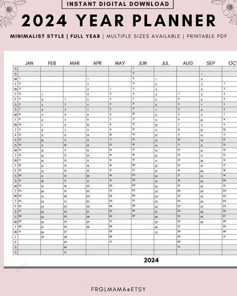 Full Year Calendar 2024, 2024 Monthly Planner, 2024 Rainbow Yearly Calendar, Calendar Printable, 2024 Wall Planner, Wall Calendar 2024, | Monthly Printable Planner by  Joe Samson 2024 Full Year Calendar, Pink Monthly Planner, Printable Meal Planner Monthly, Full Year Calendar, Annual Planner, January Calendar, Planning Calendar, Planner Minimalist, Year Planner