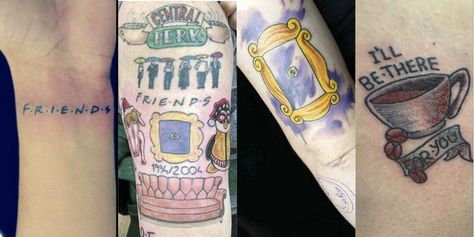 18 amazing tattoos inspired by F.R.I.E.N.D.S - CosmopolitanUK Ross Monica, Lobster Tattoo, Phoebe Friends, Show Tattoo, Tattoo Tv Shows, Tv Tattoo, Collage Tattoo, Monica Rachel, Joey Chandler