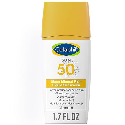 Amazon.com: Cetaphil Sheer 100% Mineral Liquid Sunscreen for Face With Zinc Oxide Broad Spectrum SPF 50 Formulated for Sensitive Skin, Unscented, 1.7 Fl Oz : Beauty & Personal Care Travel Size Sunscreen, Sunscreen For Face, Safe Sunscreen, Sunscreen Stick, Facial Sunscreen, Sunscreen Spf 50, Zinc Oxide, Sunscreen Lotion, Mineral Sunscreen