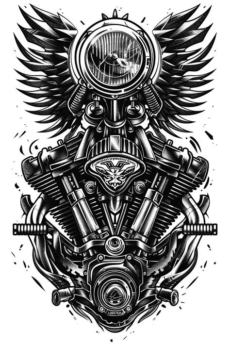 Harley Davidson Engine Tattoo, Tattoo Motorcycle Ideas, V Twin Engine Tattoo, Engine Tattoo Design, Motor Tattoo Ideas, Motorcycle Engine Tattoo, Harley Motorcycle Tattoo, Motorcycle Tattoo Designs, Harley Davidson Tattoo