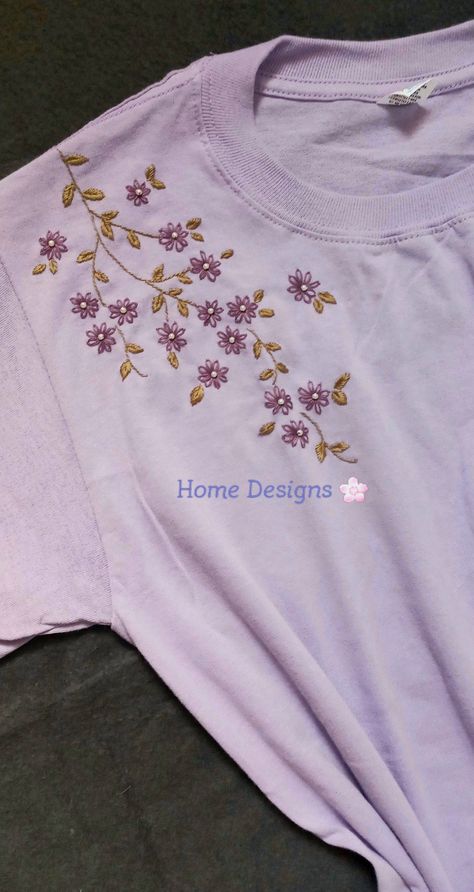 Dress Neck Embroidery Designs, Caption For Embroidery Work, Thread Work Kurti Designs Latest, Embroidery Tshirt Ideas Design, Simple Embroidery Designs For Kurti, Kurti Hand Work Design, Hand Embroidery Tshirt, Hand Embroidery Designs For Kurti, Embroidery On Tshirt