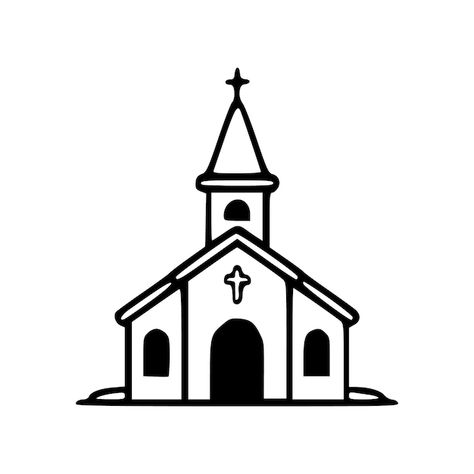 Church building black outlines monochrom... | Premium Vector #Freepik #vector #catholic #chapel #priest #christian Church Illustration, Church Icon, Christian Icons, Orthodox Christian Icons, Spiritual Stuff, Technology Icon, Church Building, Symbol Design, Card Banner