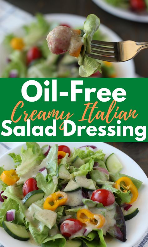 Quick, easy and delicious vegan Oil-Free Salad Dressing your whole family will love.  This recipe uses a few pantry staples for a budget-friendly, whole food salad dressing. Creamy Italian Salad Dressing, Plant Based Salad Dressing, Vegan Salad Dressing Recipes, Oil Free Salad Dressing, Easy Dinners For Two, Oil Free Vegan Recipes, Vegan Salad Dressing, Whole Foods Vegan, Food Salad