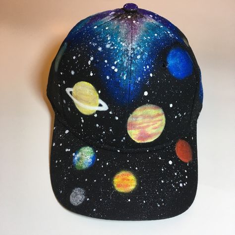 Cap Painting Ideas, Cap Painting, Galaxy Hat, Clothes Painting, Nail Art Paint, Galaxy Fabric, Neutral Green, Glow Paint, Art Nail Art