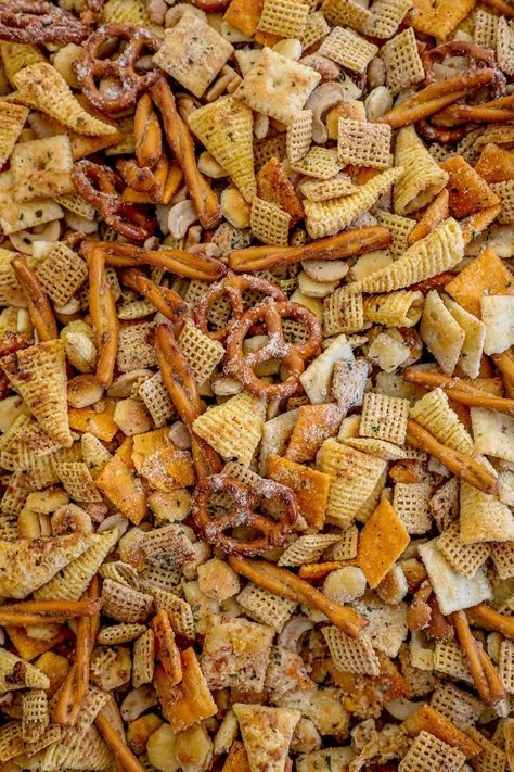 Seasoned Trail Mix Recipes, Bits And Bites Recipe Ranch, Chex Mix Recipes Ranch Oven, Oven Chex Mix Recipes, Homemade Ranch Chex Mix Recipe, Chex Mex Recipes Holidays, Ranch Bugles Snack Mix Recipes, Garbage Bag Chex Mix With Ranch, Chex Mix With Popcorn Oil And Ranch