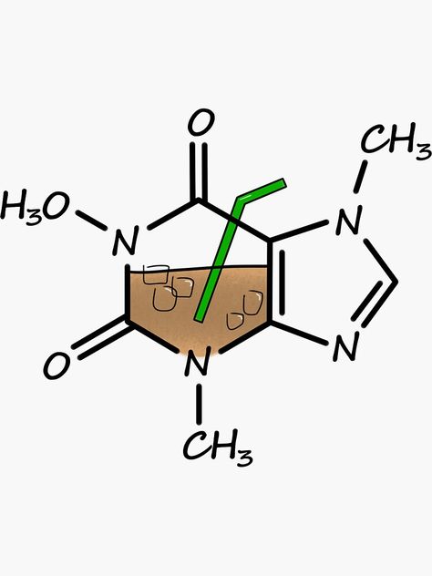 Caffeine Tattoo Ideas, Ice Coffee Tattoo, Caffeine Chemical Structure, Iced Coffee Tattoo, Caffeine Molecule Tattoo, Caffeine Tattoo, Caffeine Chemistry, Coffee Molecule, Chemistry Tattoo