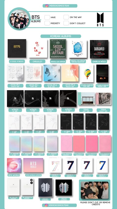 Bts Album Template, Bts Albums In Order, Bts Photo Album, All Bts Albums Cover, Bts Albums Collection, Bts Solo Albums, Kpop Album Template, Kpop Albums Collection, Bts Album List