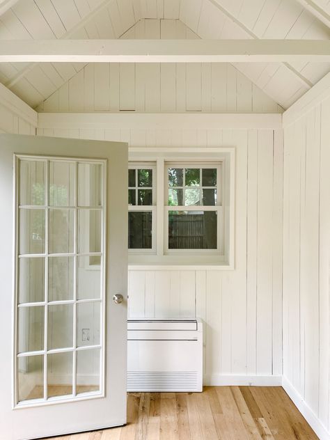 She Shed Plans - Finding Lovely Studio Shed Plans, Garden Shed Interiors Inspiration, Insulated She Shed, Cottage Garden House, She Shed Workshop, Shed Exterior Ideas, Cottage Shed, Finding Lovely, She Shed Office