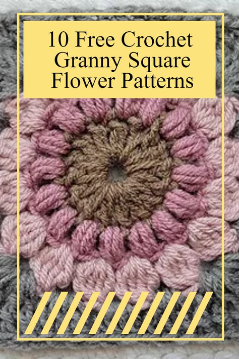 Create beautiful, vibrant granny squares with our free crochet flower patterns! With our step-by-step instructions, you can create ten colorful flower shapes, including daisy, tulip, and poinsettia, to bring warmth and life to your crafting. Each flower pattern is easy to make and small enough to fit in any project – make them into a vibrant afghan, adorn a clothing item, or decorate your home with a beautiful arrangement. Free Crochet Tutorials, Free Crochet Granny Square, Granny Square Flower, Crochet Flower Granny Square Pattern, Granny Square Pattern Free, Diy Crochet Flowers, Crochet Granny Square Tutorial, Crochet Flower Squares, Granny Pattern