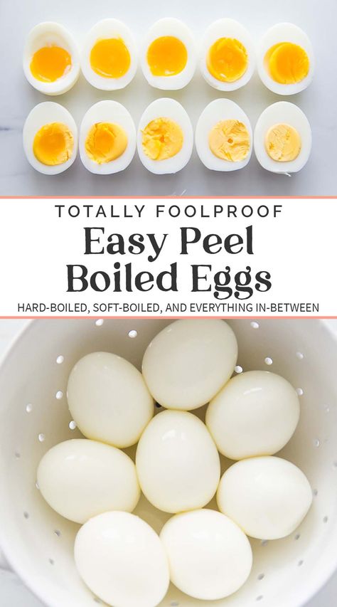 This super simple method creates the most perfect boiled eggs that are SO easy to peel. From soft boiled to creamy hard boiled and everything in between, this article is all you need for perfect boiled eggs every time. Ideal for deviled eggs and Easter eggs. Best Boiled Eggs, Easy Peel Boiled Eggs, Boiled Egg Times, Easy Peel Hard Boiled Eggs, Perfect Boiled Eggs, Hard Boiled Eggs Easy Peel, Peeling Boiled Eggs, Easy Peel Eggs, Easy Hard Boiled Eggs