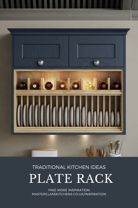 Kitchen Plate Rack, Traditional Kitchen Ideas, Plate Racks In Kitchen, Traditional Kitchen Decor, Dapur Rustic, Interior Design Kitchen Contemporary, Cocina Ideas, Kitchen Utensil Rack, Wine Glass Storage