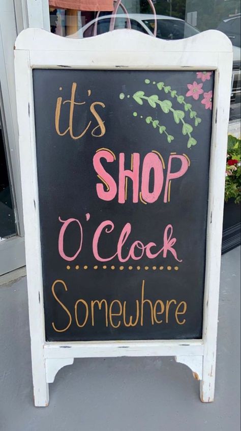 Sidewalk Sign Ideas Coffee Shop, Boutique Vendor Show Display, Retail Store Signage Display Ideas, Sidewalk Sale Ideas, Beach Store Front Ideas, Boutique Chalk Signs, Chalkboard Store Sign, Small Business Chalkboard Sign Ideas, Small Business Signs Outdoor