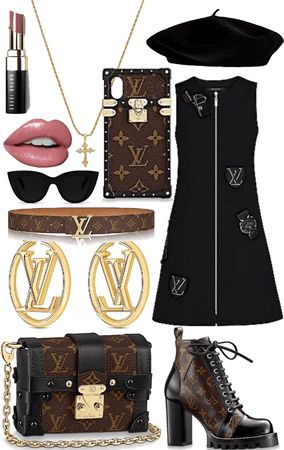 Louis Vuitton Fashion Outfits, Louis Vuitton Aesthetic Outfit, Louis Vuitton Dress Short, Louis Vuitton Outfits, Louis Vuitton Outfit Ideas, Black On Black Outfits, Louis Vuitton Outfit, Vuitton Outfit, Short Semi Formal Dresses