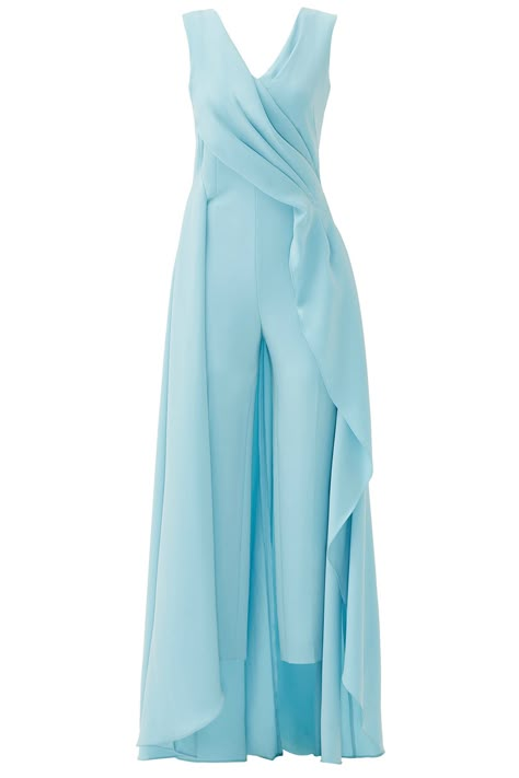 Light Blue Petal Jumpsuit by Escada Light Blue Jumpsuit, V Neck Jumpsuit, Jumpsuit Blue, Blue Jumpsuit, Queen Latifah, Wedding Jumpsuit, Jumpsuit Elegant, Blue Jumpsuits, Jumpsuit Fashion