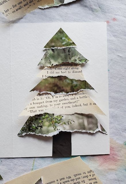 Tutorial: How to make holiday cards with scrap paper | the ReFab Diaries March Crafts For Kids, Crafts For Easter, Christmas Card Collage, Senior Crafts, Dyi Art, March Crafts, Old Cards, Christmas Card Art, Cute Birthday Cards