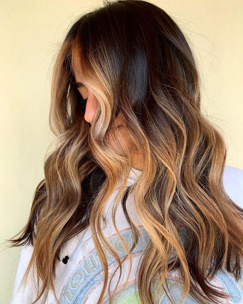 30 Partial Balayage Styles for a Perfect Look in 2021 - Hair Adviser Balayage Styles, Highlights On Brown Hair, Partial Balayage, Full Balayage, Brown Hair Color Shades, Balayage Straight Hair, Balayage Long Hair, Black Hair Balayage, Blonde Streaks