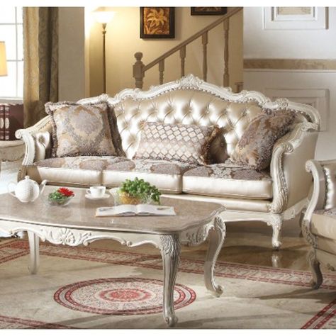 French Provincial Sofa, Tufted Furniture, Victorian Sofa, Traditional Sofa, Leather Club Chairs, Sofa Review, Rolled Arm Sofa, Comfortable Pillows, Acme Furniture