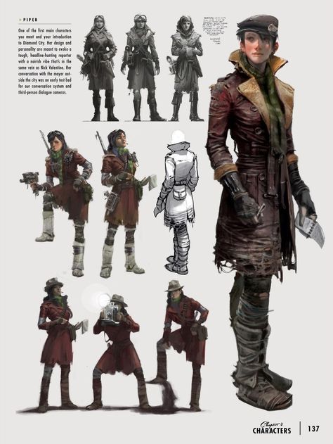 Character development sheets from Fallout 4. BTW If you haven't picked up the art book yet it's still available through our store at a great price. It's loaded with just about everything we produced for the game. Dark Horse did an amazing job packaging this book together to give it a premium feel at an affordable price. I don't think you'll be disappointed. Thank you and cheers! http://store.bethsoft.com/books-and-other-media/books/the-art-of-fa... Fallout 4 Piper, Fallout 4 Concept Art, Fallout Rpg, Fallout Fan Art, Fallout Concept Art, Fallout Game, Fallout Art, Fallout New Vegas, Fallout 4