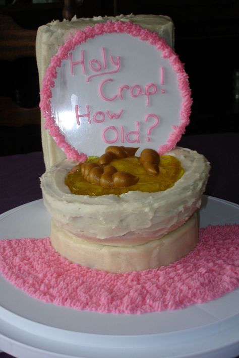 Toilet Cake - I made this for my dad for his 60th birthday. Its not the prettiest thing and I didnt have the patience to smooth it, but Im thrilled with how it turned out. I used half of the sports ball pan for the bowl and a loaf pan for the tank. The water is jello and the well, thats icing. I drew tons of inspiration from Helendelks toilet cake so thank you to her. Toilet Cake, Bday Cake, Over The Hill, Sports Balls, Loaf Pan, Halloween Horror, The Hill, 60th Birthday, My Dad