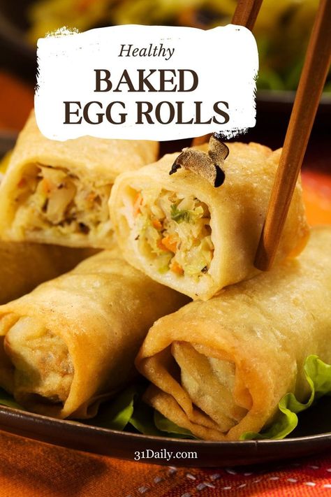 Vegetable Egg Rolls Recipe, Eggroll Wrapper Recipes, Baked Eggrolls, Egg Rolls Baked, Baked Egg Rolls, Healthy Egg Rolls, Soy Dipping Sauce, Baked Spring Rolls, Chinese Egg Rolls