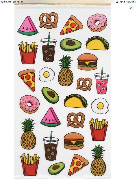 Easy Drawings Food Cute, Easy Food To Draw, Mini Food Drawings, Food Doodle Art Illustrations, Cute Food Drawings Cartoons, Cute Food Drawings Easy, Food Stickers Printable, Unforgettable Tattoo, Doodle Art For Beginners