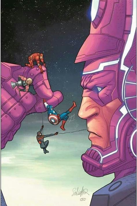 Avengers vs Galactus Galactus Marvel, Ultimate Marvel, Marvel Superhero Posters, Marvel Artwork, Marvel Superhero, Last Stand, Marvel Thor, Spiderman Homecoming, Silver Surfer