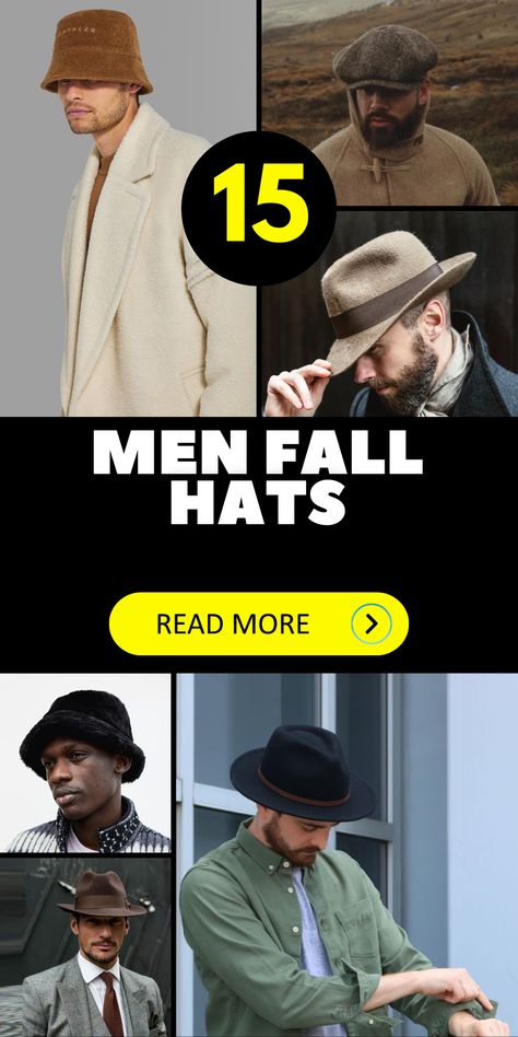 Make a style statement this fall with our diverse range of men's fall hats. Whether you're looking for fashion-forward crochet and knitting patterns or classic styles, we have the perfect hat for you. Embrace the warmth and comfort of autumn with hats that exude style and versatility. Stay organized with our storage ideas, ensuring your hats are protected and easily accessible Hats For Men Over 50, Trilby Hat Men Style, Fedora Hat Outfit Fall, Fedora Hat Men Outfits, Hat Men Outfit, Men Outfits Swag, Trilby Hat Men, Hat Outfit Men, Fedora Hat Outfits