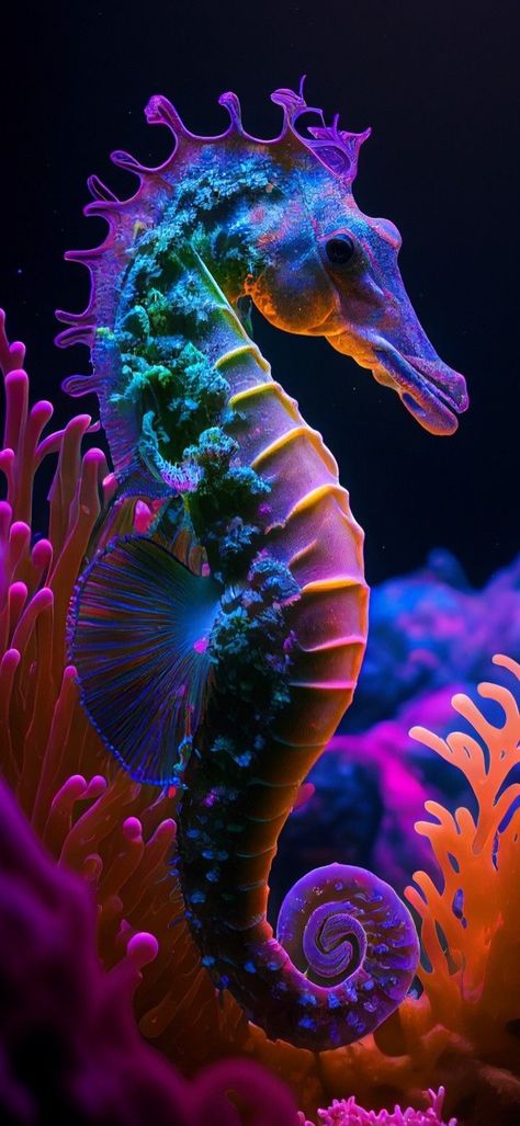 Seahorse Photography Amazing Pictures, Seahorse Photography, Garden Eel, Aquarium Wallpaper, Ocean Creatures Art, Wallpapers Home Screen, Colorful Seahorse, Sea Paintings, Seahorse Tattoo