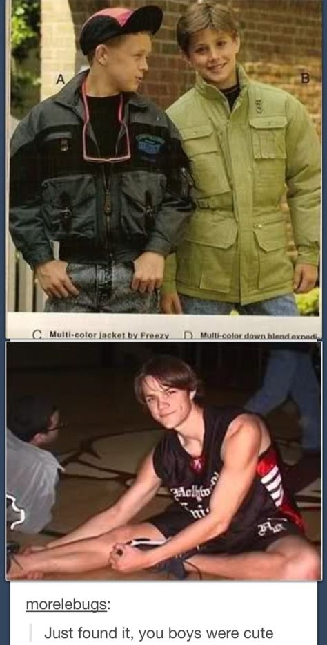 Young Jensen and Jared just saying. From this picture to season one Jared has never changed! Just saying! Jared Padalecki Basketball, Jensen X Jared, Young Jared Padalecki, Funny Quotes Laughing So Hard, Jensen And Jared, Sam E Dean Winchester, Internally Screaming, Jared Jensen, Jensen And Misha