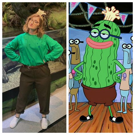 Spongebob Character Costume Ideas, Spongebob Birthday Costume, Plankton Costume Diy, Kuddly Krab Costume, Spongebob Theme Party Costume, Spongebob Character Outfits, Cute Spongebob Outfits, Unique Spongebob Costumes, Spongebob Characters Costume Group