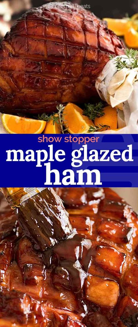 Maple Glazed Ham Recipes, Easy Ham Recipes, Maple Ham, Orange Glazed Ham, Christmas Ham Recipes, Maple Glazed Ham, Ham Glaze Recipe, Honey Glazed Ham, Easy Ham