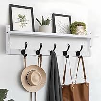 Coat Rack Behind Door, Long Wall Shelves, Wood Wall Hooks, Coat Rack Wall Mount, Coat Rack With Shelf, Wall Shelf With Hooks, Modern Floating Shelves, Entryway Shelf, Display Books