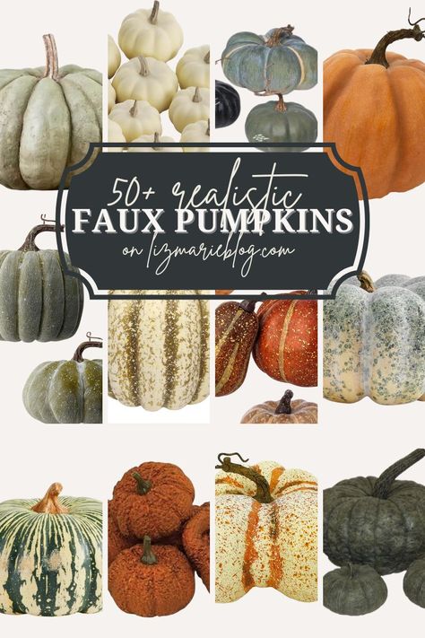 50+ Realistic Faux Pumpkins: Why I Love Collecting Them Each Year! 2 Liz Marie, Liz Marie Blog, Autumn Breeze, Faux Pumpkins, Porch Steps, Year 2, Fall Decorating, Twinkle Lights, Fall Foliage