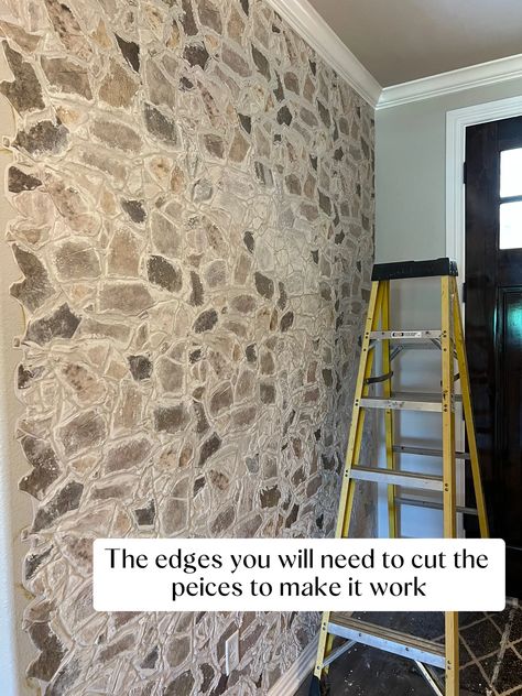 DIY Faux Stone Wall | Gallery posted by Mary Mckee | Lemon8 Stone Archway Interior, Faux Rock Wall Interior, Peel And Stick Stone Wall, Diy Faux Stone Wall, Faux Stone Wall Interior, Diy Accent Wall Ideas, Faux Rock Walls, Fake Stone Wall, Stone Wall Interior Design