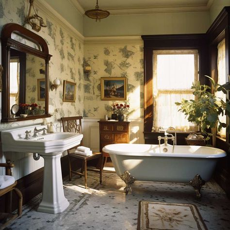 Victorian Bathroom Accessories, Victorian Style Bathroom, Victorian Apartment, Victorian Interior Design, Aesthetic Interior Design, Victorian Style House, Victorian Home Interior, Victorian Home Decor, Victorian Style Homes