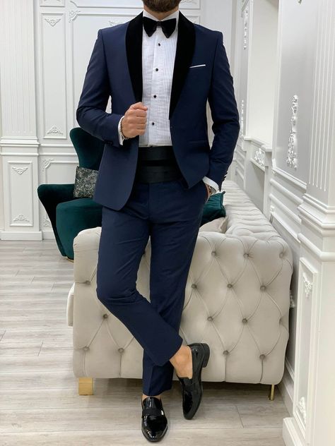 Mens Groom Suit, Slim Fit Groom Suit, Reception Suits, Shawl Collar Tuxedo, Navy Blue Tuxedos, Navy Tuxedos, Blue Suit Men, Slim Fit Suit Men, Blue Shawl