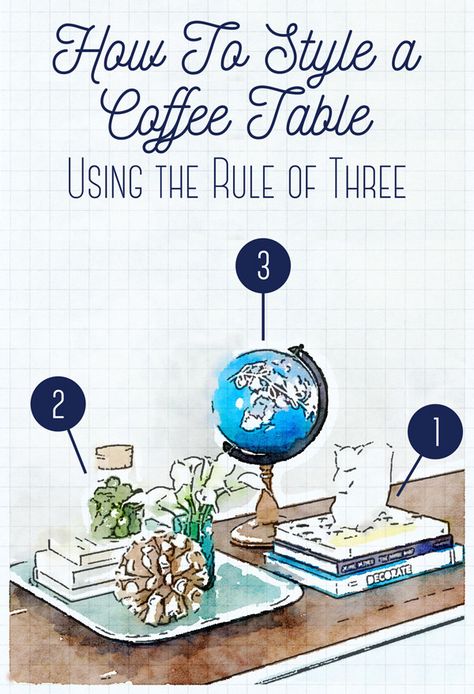 Whether you're choosing fabrics for your living room or styling accessories on your home office shelves, follow the 1-3-5 Rule. Table Vignettes, The Rule Of Three, Styling 101, Writing Photography, Coffee Table Vignettes, Home Office Shelves, Interior Elements, Styling Tricks, Rule Of Three