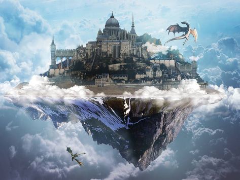 Flying City by ArtAndJoy on DeviantArt Ville Steampunk, Steampunk Architecture, Décor Steampunk, Steampunk City, Illustration Fantasy, Sky Images, Floating City, City Sky, Landscape Concept