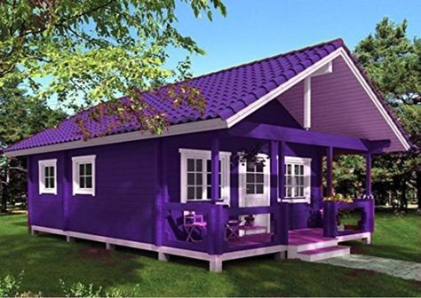 Violet House Exterior, Purple Kitchen Cabinets, Purple Furniture, Purple House, Purple Things, Purple Kitchen, Purple Door, Modern Small House Design, Purple Vibe