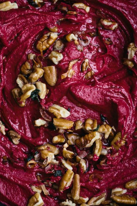 A beautiful vegan and gluten-free beet dip that uses pecan cream for flavor and richness along with sage and roasted beets. Pecan Roasted, Beet Dip, Raw Beets, Beef Carpaccio, Vegan Richa, Recipe List, Vegan Dip, Beet Recipes, Natural Food Coloring