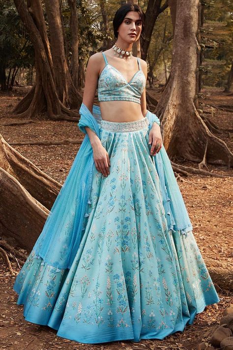 Pastel Lehenga, Floral Lehenga, Wedding Lehengas, Designer Lehengas, Bollywood Party, Bridal Skirts, Blue Lehenga, Lehenga Online, Lehenga Choli Online