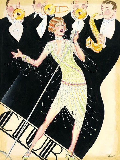 Arte Jazz, Art Deco Illustrations, Art Deco Prints, Jazz Poster, Jazz Art, Art Deco Illustration, Art Deco Lady, Art Deco Poster, Deco Poster