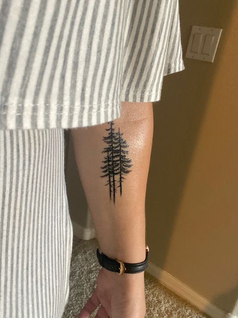 Tattoo In Remembrance, Unique Minimalist Tattoo, Small Nature Tattoo, Simple Tree Tattoo, Pine Tattoo, Tree Tattoo Arm, Wood Tattoo, Tree Tattoo Men, Pine Tree Tattoo