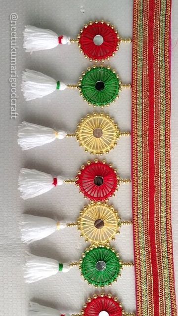 Diy Toran Making Ideas For Diwali, Toran Making Ideas For Kids, Handmade Toran Ideas, Homemade Toran For Diwali, Easy Toran Making Ideas For Kids, Toran Making Ideas, Toran Designs Doors Handmade, Machi Toran Latest Design, Bangles Craft