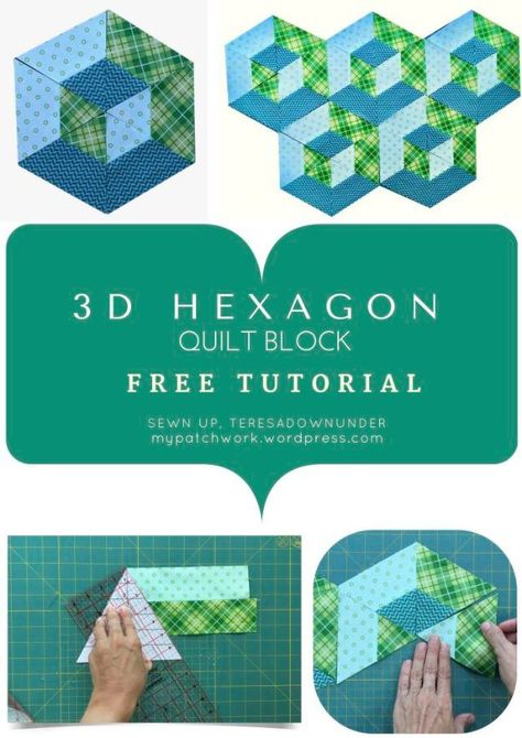 Tumbling Blocks Quilt, 3d Hexagon, Hexagon Quilt Pattern, Jelly Roll Quilt Patterns, Jellyroll Quilts, Quilt Baby, Quilt Block Tutorial, Strip Quilts, Hexagon Quilt