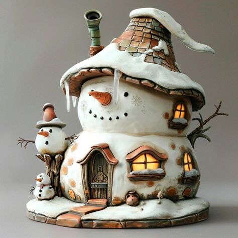 Clay Fairy Houses, Ceramic Fairy House, Homemade Christmas Cake, Christmas Crib Ideas, Gingerbread House Ideas, Clay Fairy House, Fairy House Diy, Christmas Cake Decorations, Christmas Memes