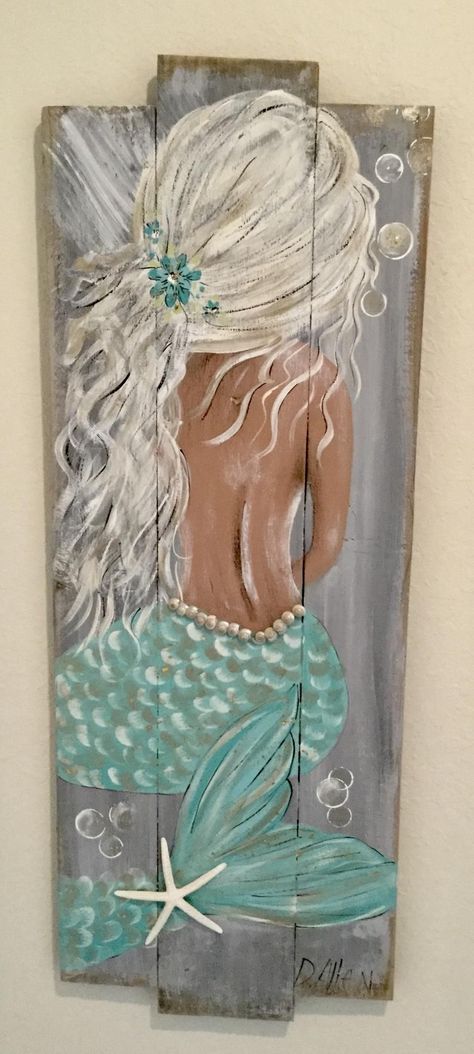 Mermaid Things, Queen Of The Sea, Beach Drawing, Mermaid Artwork, Blue Tail, Mermaid Wall Art, Mermaid Painting, Sea Side, Beach Blue