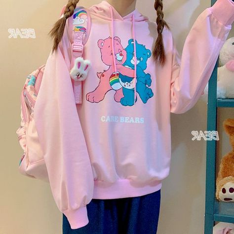 Tokyo Street Fashion, Pastel Outfit, Pastel Fashion, Bear Hoodie, Kawaii Fashion Outfits, Blue Rainbow, Care Bears, Soft Grunge, Grunge Style